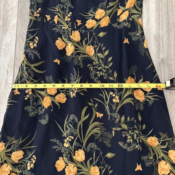 Reformation Navy Floral Tie Straps Fit Flare Nikita Midi Dress Sz 8 Viscose - Picture 6 of 14